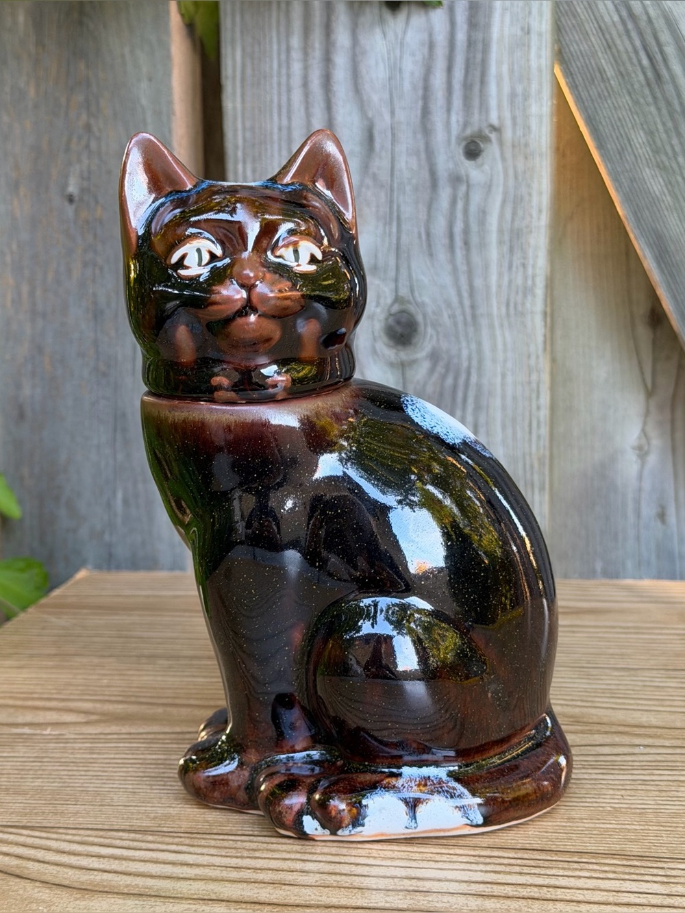Vintage Mcm Cat Carafe Decanter Barware Drink Caddy With Lid & Cover